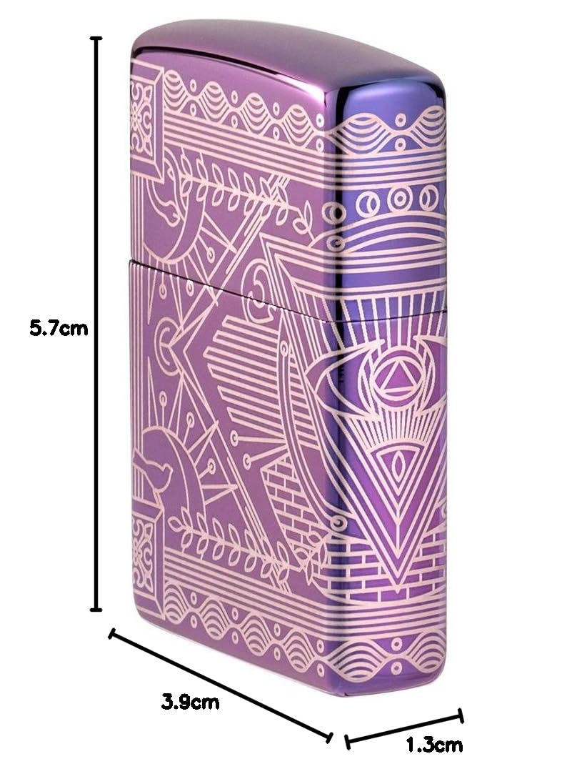 ZIPPO – Sturmfeuerzeug, Hyper Pastiche, 360° Laser Engraved, High Polish Purple, nachfüllbar, in hochwertiger Geschenkbox