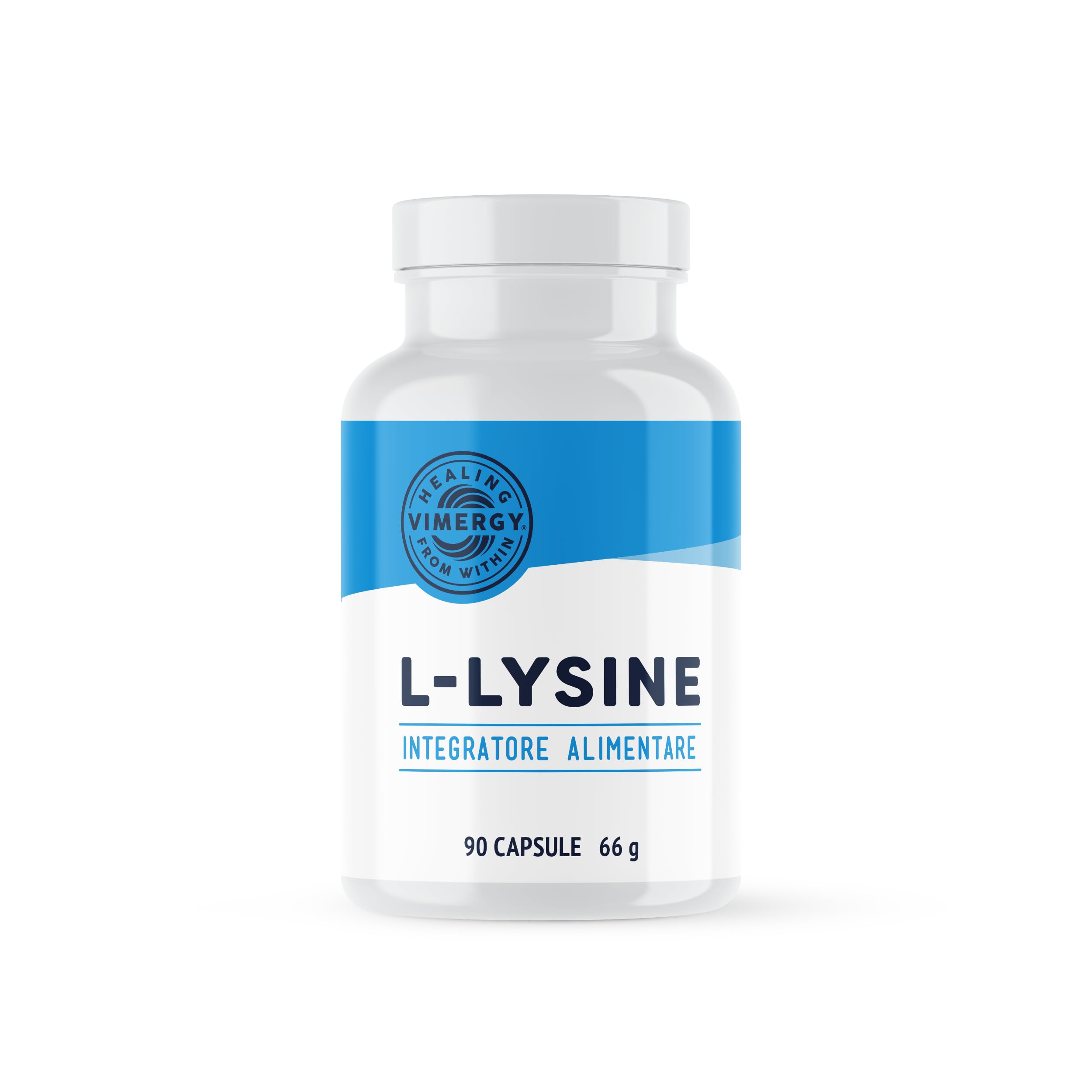 Vimergy L-Lysine 500 mg L-Lisina in Capsule, 90 Dosi – Amminoacido Essenziale – Capsula Vegana Senza Gelificanti - Senza OGM, Senza Glutine, Senza Gelatina, Kosher
