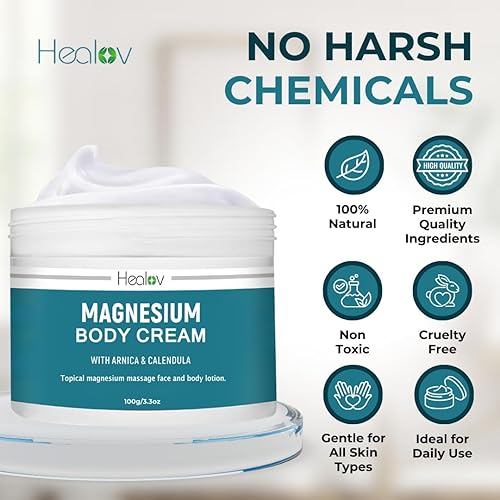 Miniatura 4 de Loción de magnesio – Crema de magnesio calmante pura para relajación, mejor sueño, salud muscular, cuidado de piernas y articulaciones – Mantequilla