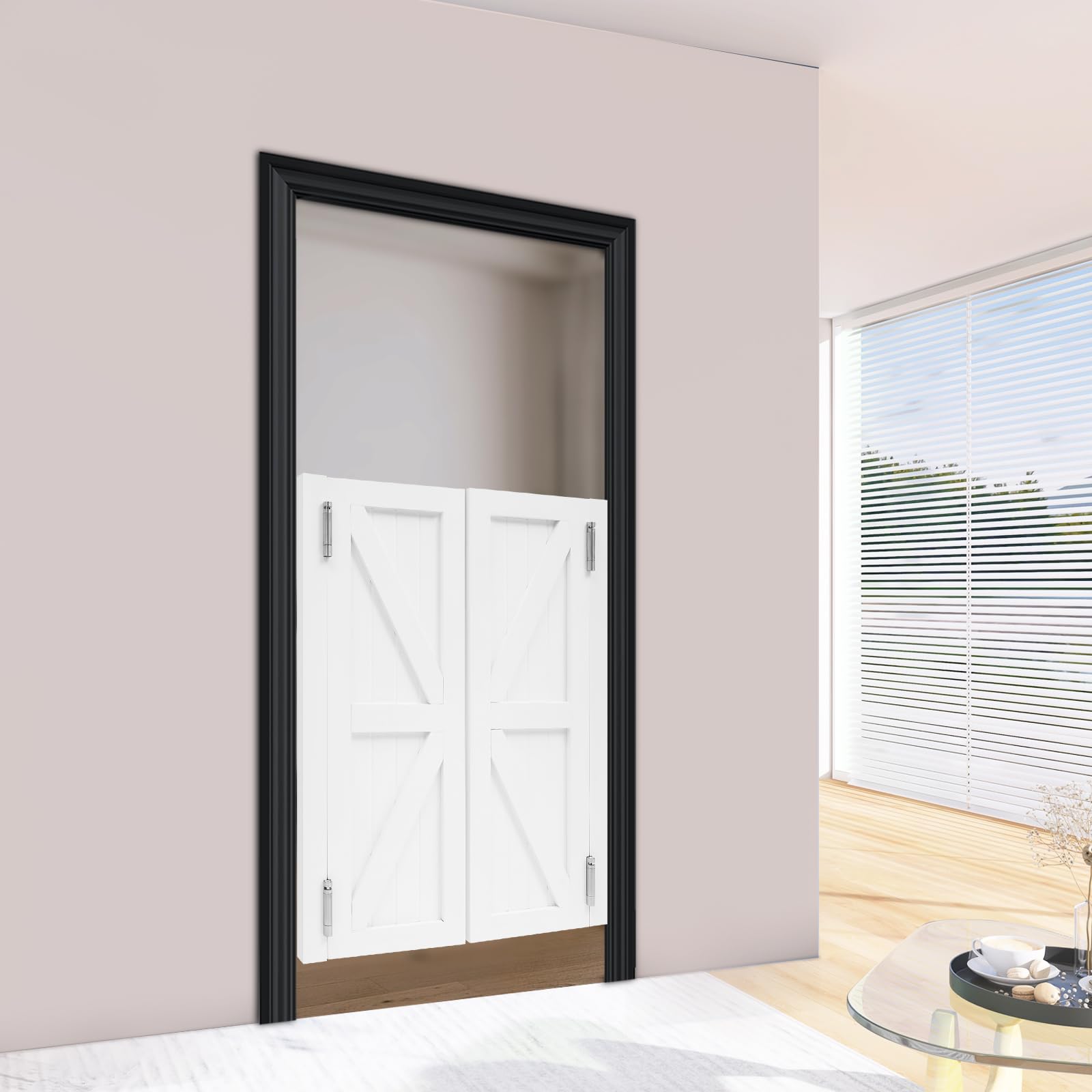 Porta a battente in legno di pino con motivo simmetrico, adatta per ingresso cucina, soggiorno, ufficio (bianco, 90 x 70 cm)