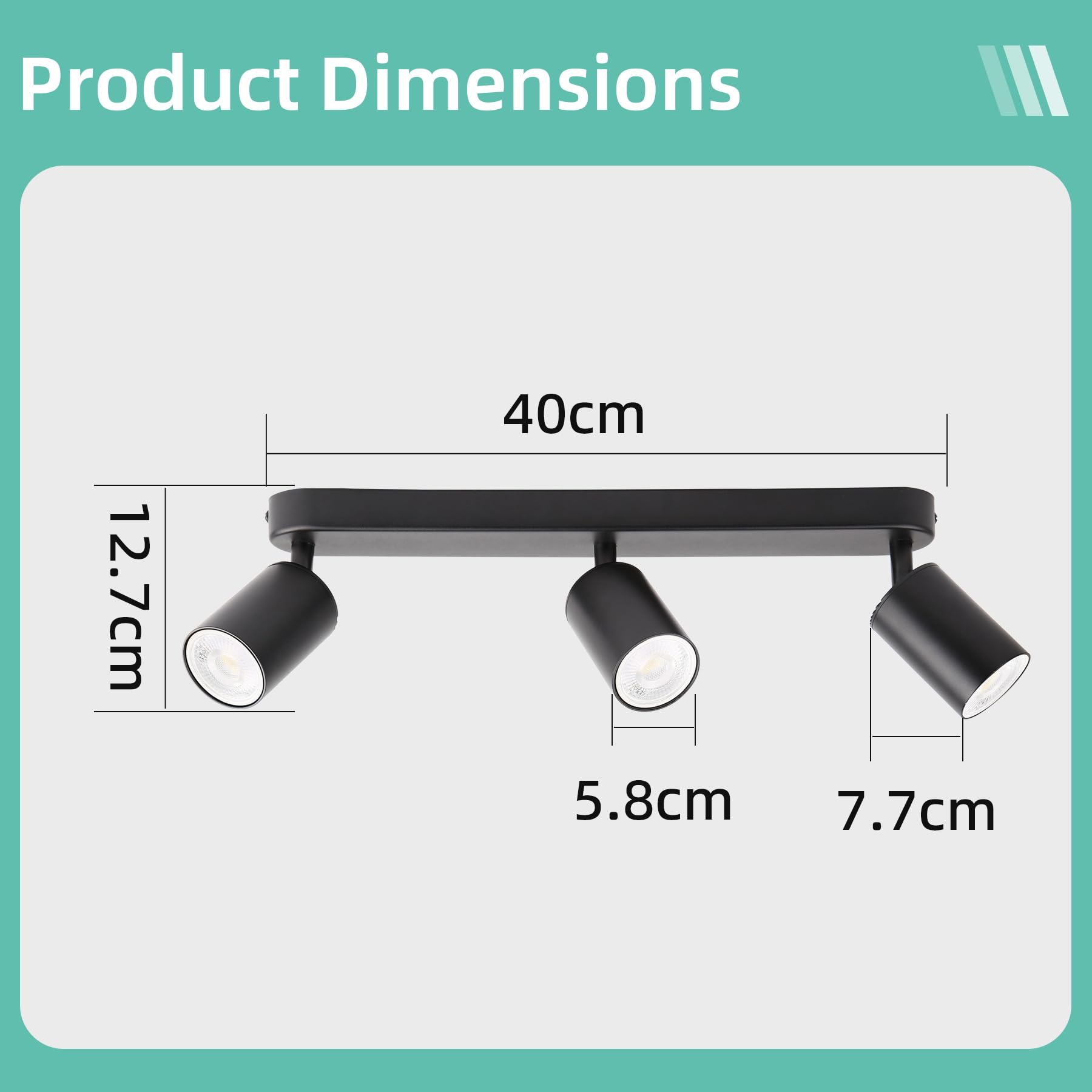 SILAMPDI 3 Way Ceiling Spotlights GU10 Rotatable LED Ceiling Light Fitting Black - Image 3