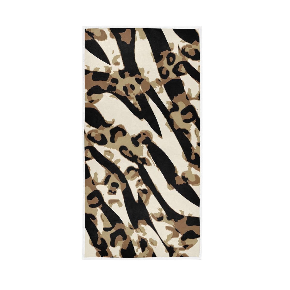 LSRCPD Leopard Skin Brown Beige Hand Towel Soft Washcloths Spa Towels 15 x 30 Inch