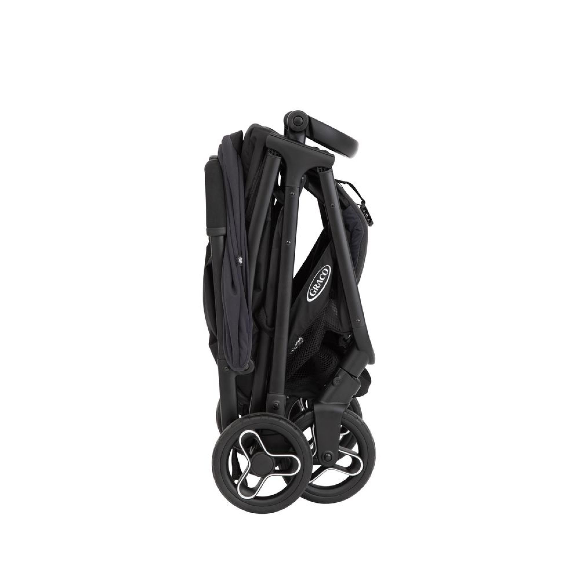 Graco - MYAVO TRIO - Poussette légère avec fermeture rapide (0-22 kg), siège auto bébé (40 à 75 cm), nacelle (mx 9 kg); couleur Charcoal