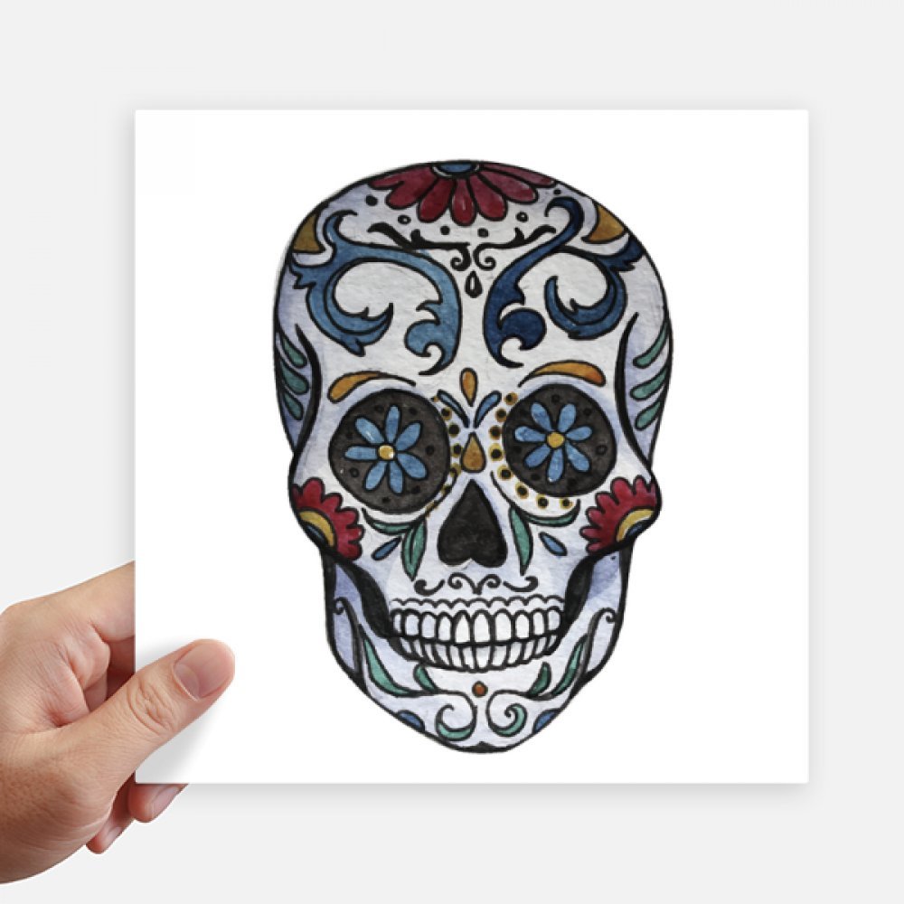 Autocollant crâne Mexique stickers muraux carrés 20cm décalcomanie ordinateur portable
