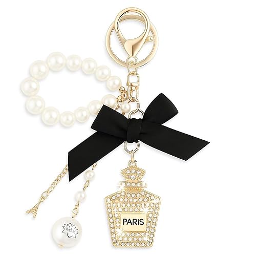 Pearl Perfume Purse Charm Keychain – Elegant Chic Handbag &