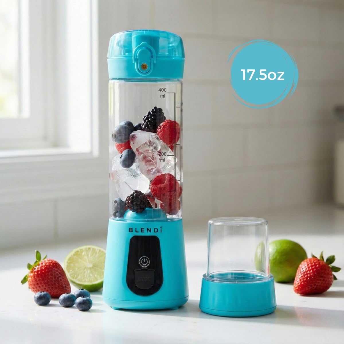 BLENDi Pro+ Portable Blender (New 2025 Model, 17.5oz, Turquoise) – Upgraded 120W Motor, USB-C Rechargeable, Cordless Personal Blender Smoothies & Shakes – BPA-Free, Self-Cleaning, Travel-Friendly