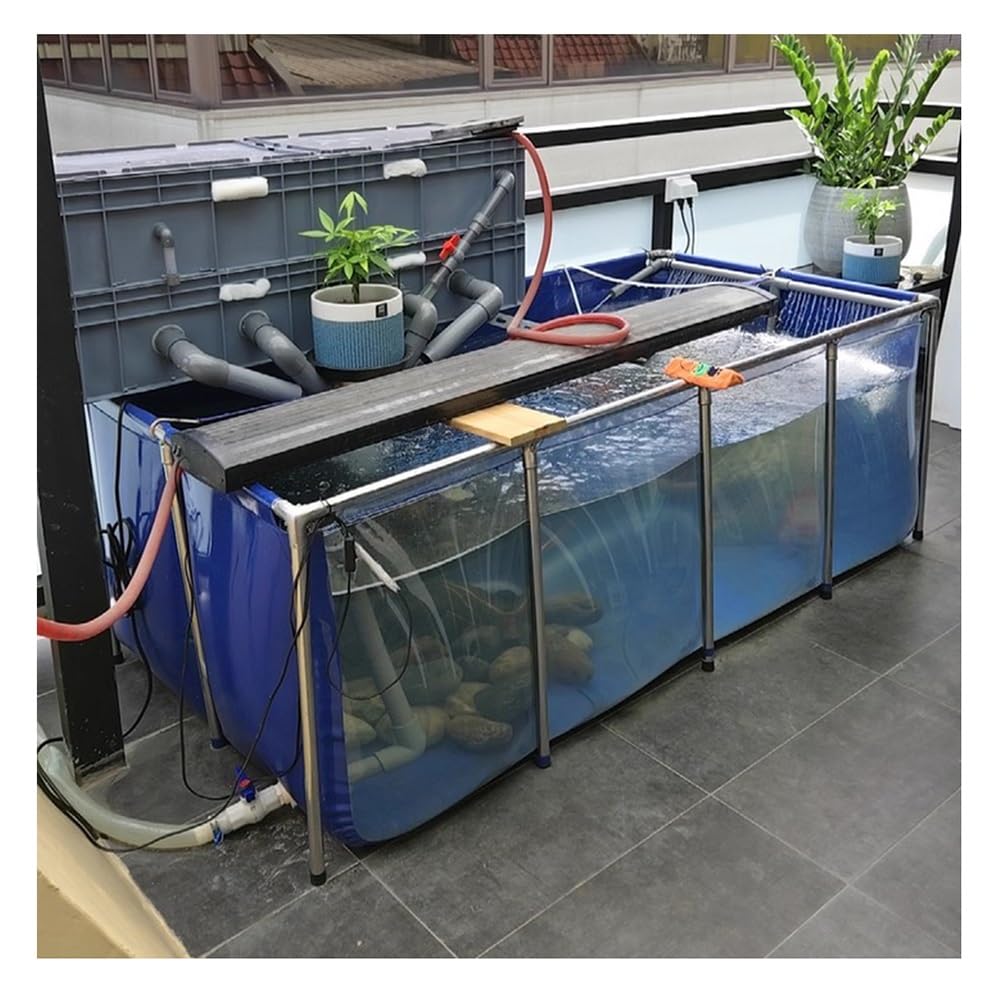 Generico Telo di Rivestimento in PVC Resistente per laghetto Fuori Terra per Koi - Ampia Vasca di Allevamento Preformata (150x100x71 cm) con Telaio in Acciaio e Finestra di visualizzazione trasparent