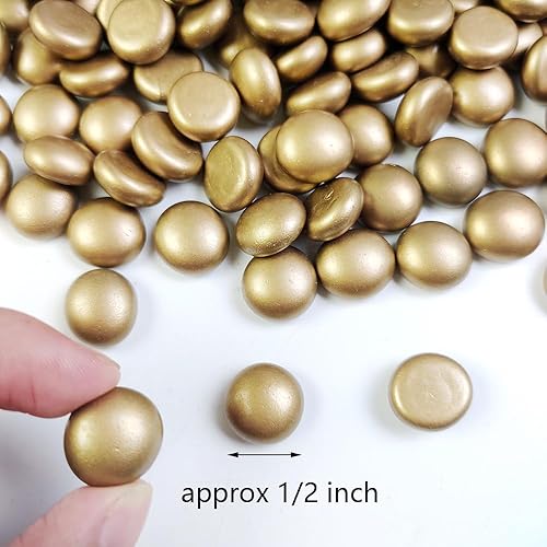 Vista 4 de HappyFiller Fall Christmas Decoration 2 LB Mini Gold Flat Marbles Glass Gems,Weighted Fillers Pebbles Stones for Flower Vases,Candle Holder,Wedding