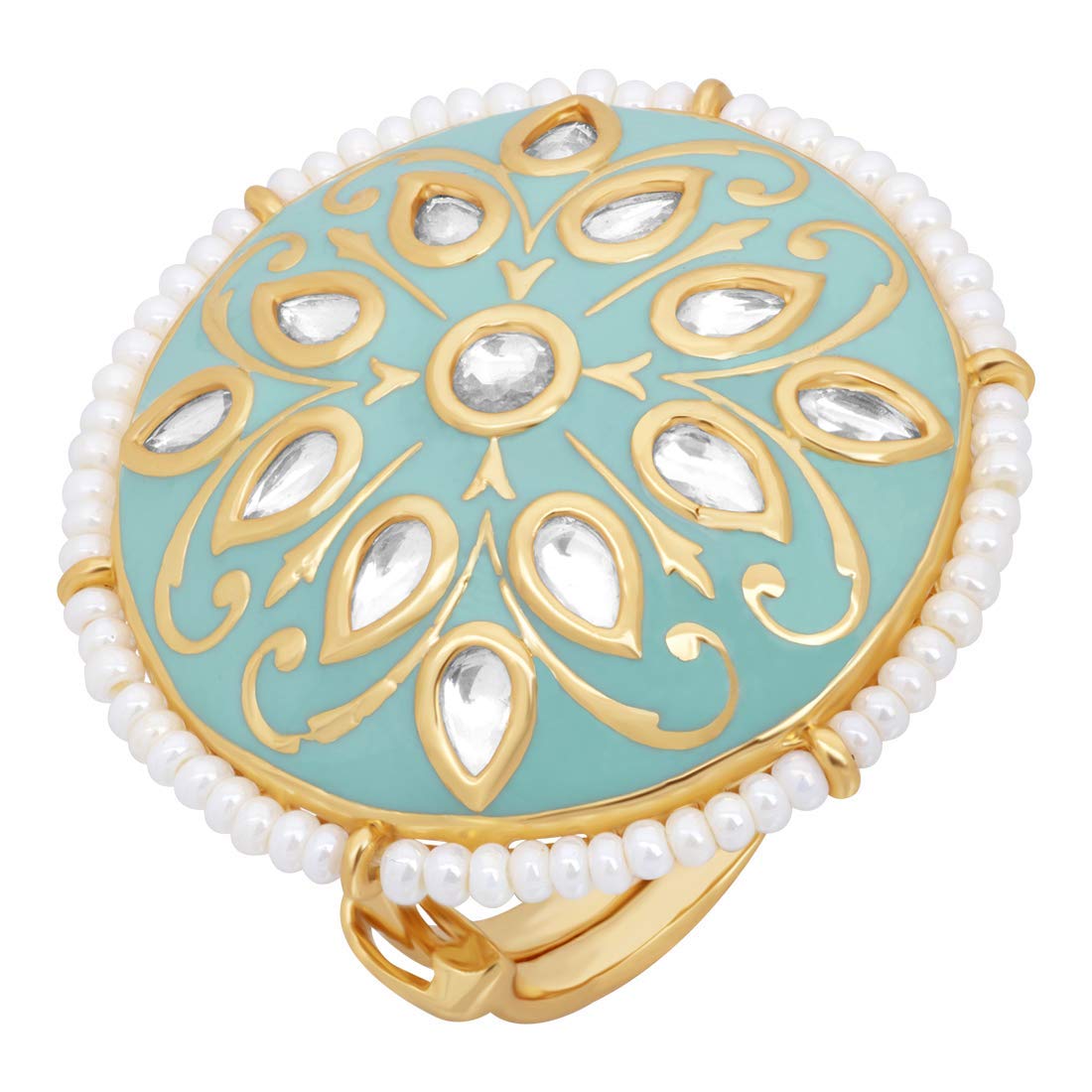 I Jewels 18k Gold Plated Traditional Mint Enamel/Meena Work Finger Ring Glided With Uncut Polki Kundans For Women/Girls (FL173Min) (B08K95P6VT) Amazon Price History, Amazon Price Tracker