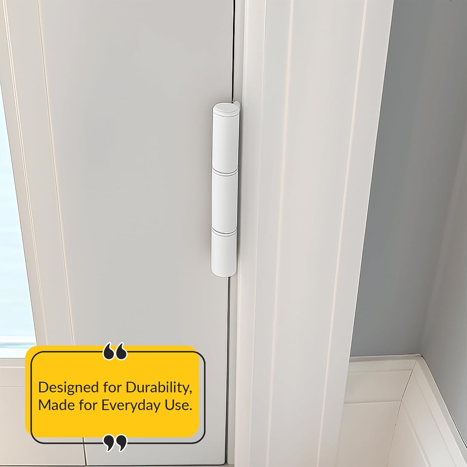 Brixwell Adjustable Guide Hinge Flat Leaf with NRP Pin, Steel Material, White Finish, 4" Height, 1-13/16" Width per Side, 3/32" Right and 9/16" Left Leaf Thickness, Screws Included