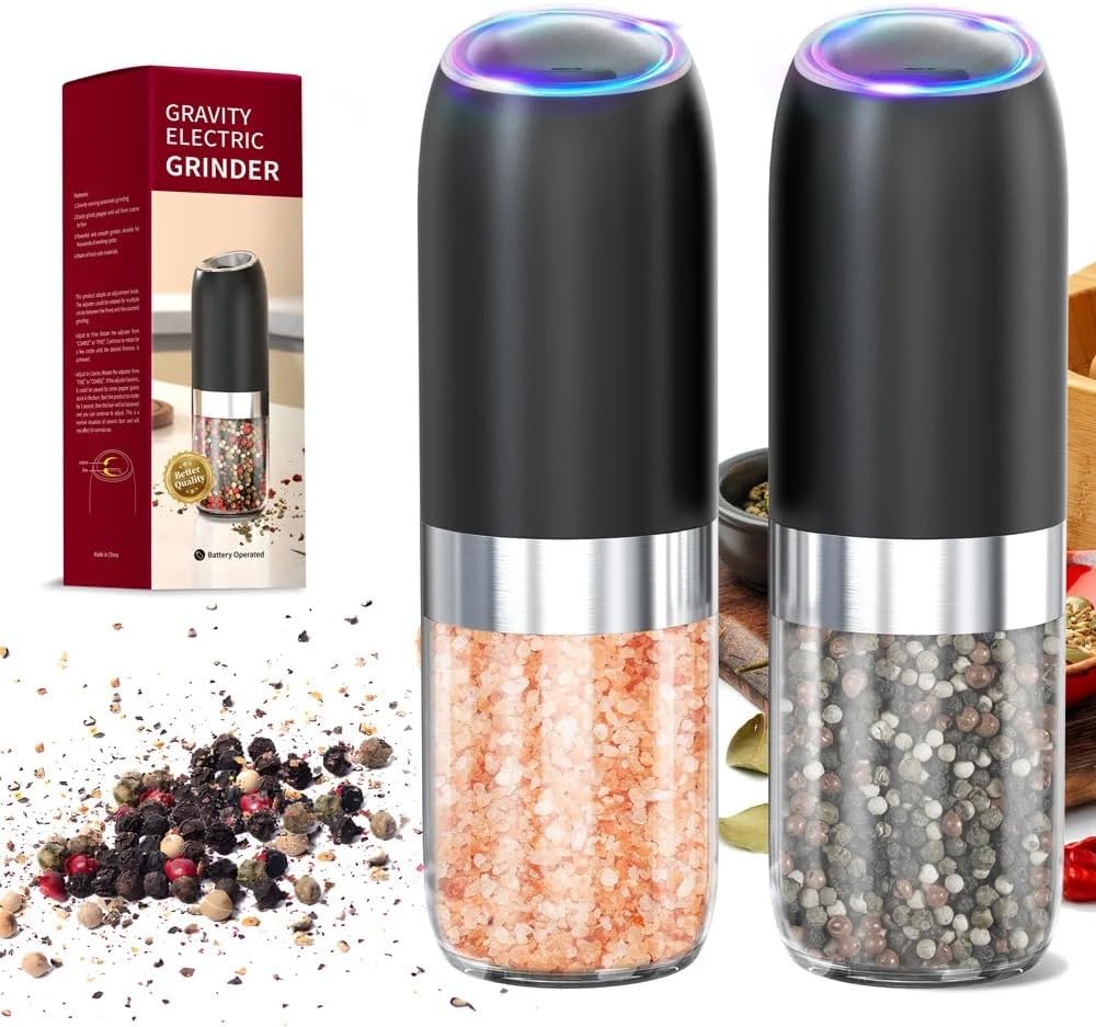 Amazon.com: Gravity Electric Salt and Pepper Grinder Set (2 Pack ...