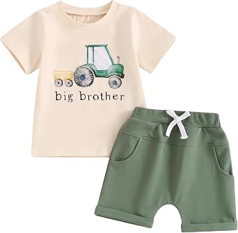 Toddler Baby Boy Clothes Set Funny Letter Short Sleeve Tops T Shirt Elastic Pockets Shorts 2pcs Shorts Set Outfits
