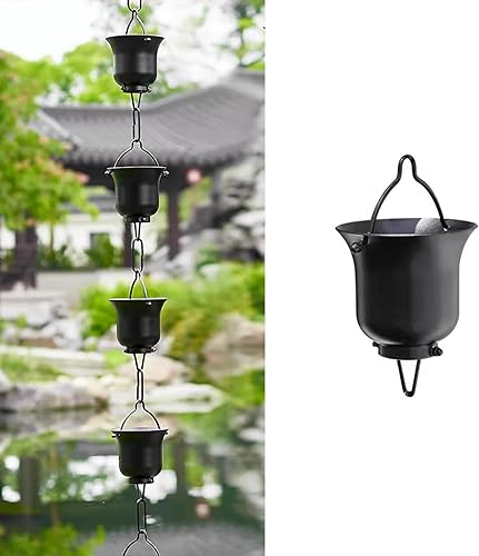 Miniatura 4 de EliteBloom Cadena de lluvia para patillas de drenaje de aleros, cadena de lluvia de aluminio, cadenas de lluvia decorativas para reemplazar