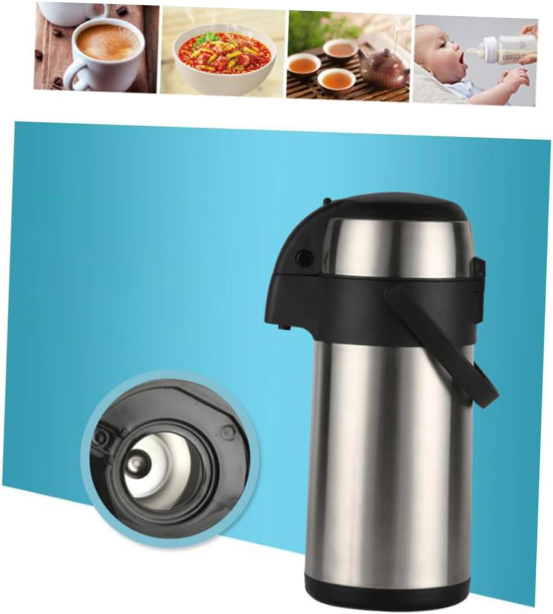 PRETYZOOM Pressure Type Water Bottle Stainless Steel Insulation Kettle for Home Office and Water Release Food-grade Material