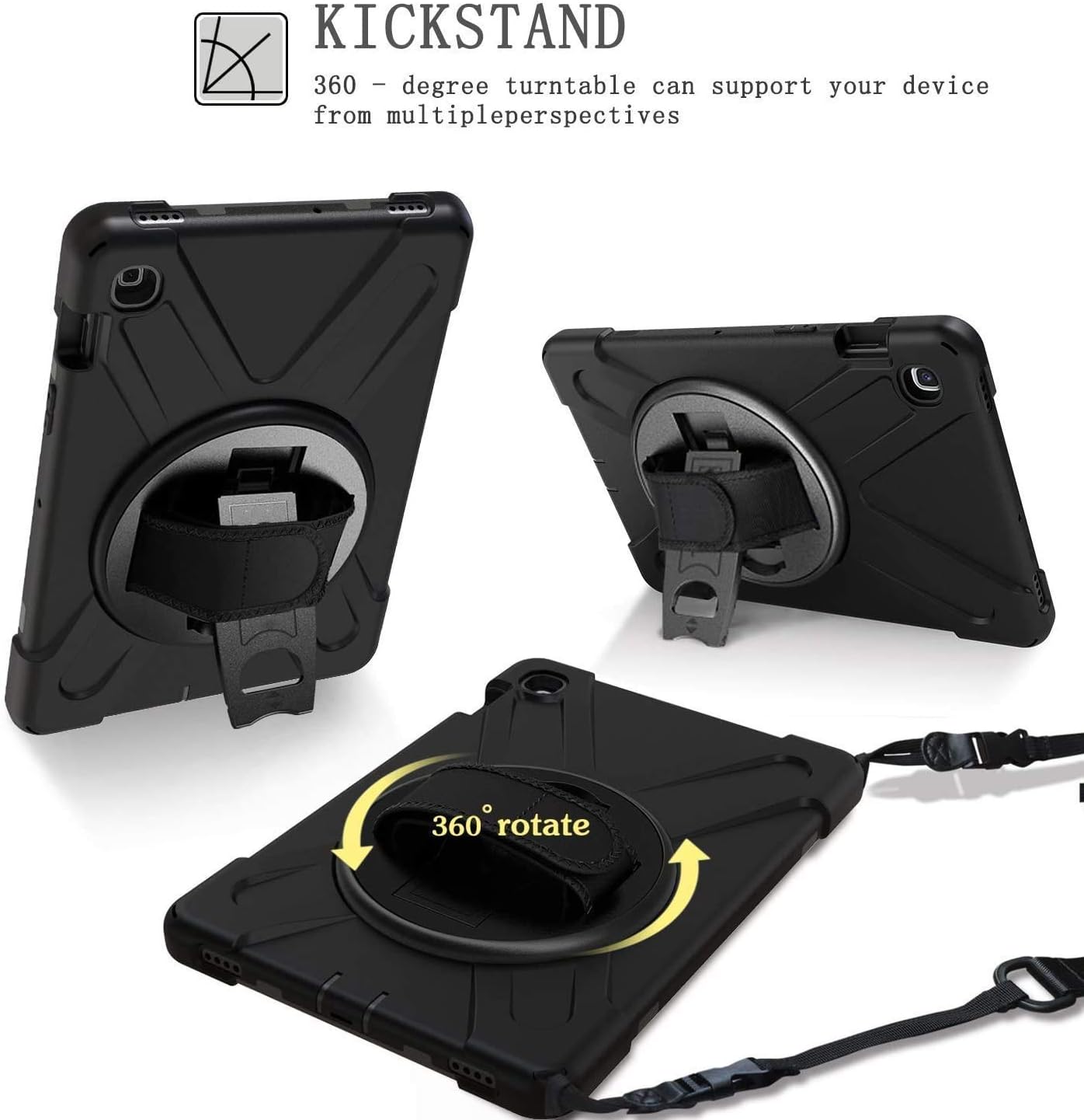 Suреr Dеаl Prоduсt Galaxy Tab S5e Case 2019 with 360 Degree Rotation Stand, SIBEITU Three Layer Heavy Duty Shockproof Rugged Case with Hand Strap&Shoulder Strap for Samsung Galaxy Tab S5e 10.5 inch [SM-T720/T725],Black