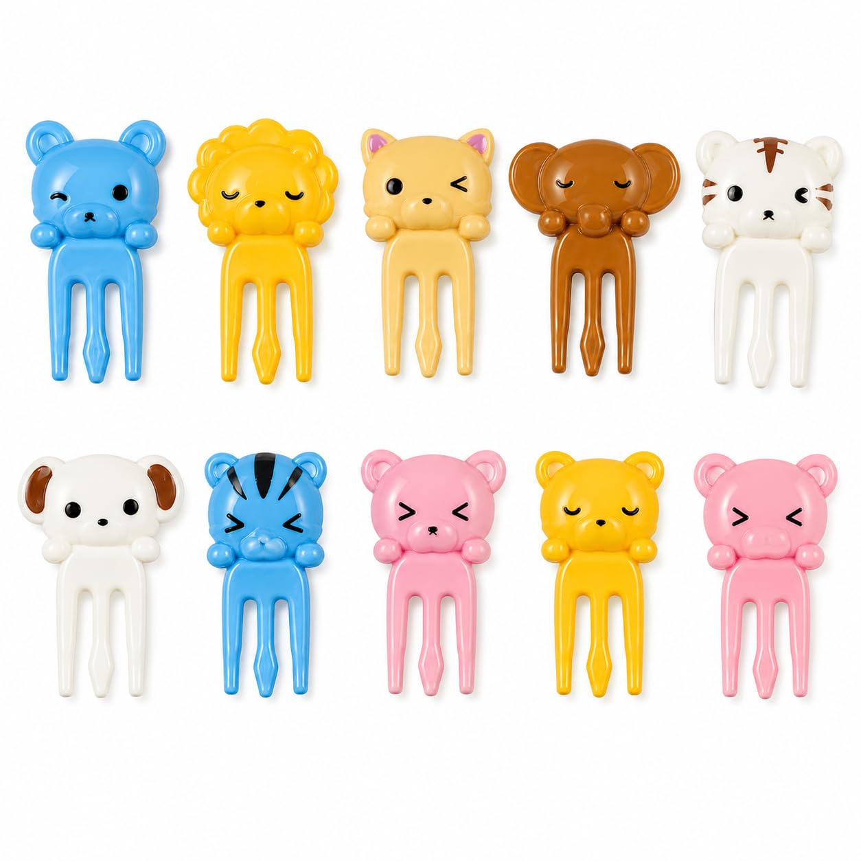 MAPPERZ 10pcs Kids Fruit Fork, Cute Animal Shape Small Fruits Fork for Children, Reusable Cartoon and Animal Design PVC Pattern for Pastry, Cake (Random Colour) Pack of 1-image-8
