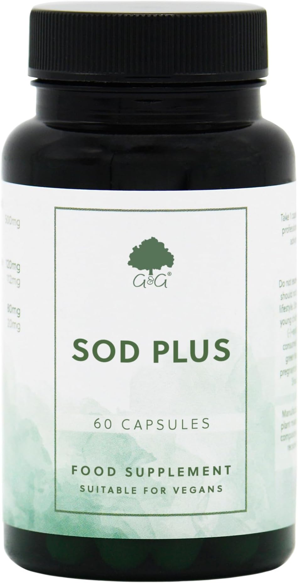 SOD Plus (Superoxide Dismutase) Capsules 275mg - Antioxidant Blend with NAC, L-glutathione, Zinc, Manganese and Copper - 60 Vegan Capsules - Non GMO, Made in The UK by G&G Vitamins