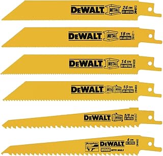 DEWALT Reciprocating Saw Blade Set for Metal and Woodcutting, 6 Piece (DW4856)