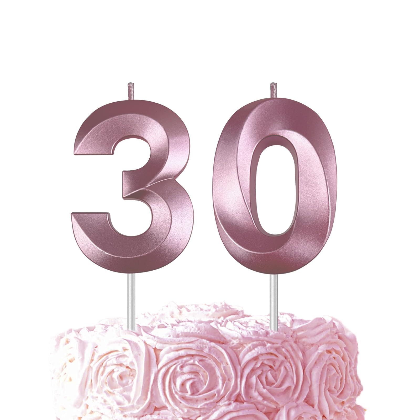 Pink Birthday Number 30 Candles for Wedding Party Cake Decorations