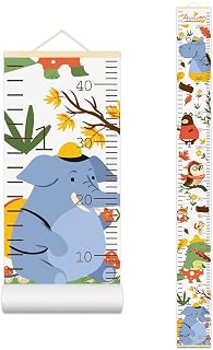 Baby Height Growth Chart Wall Cartoon Animal Wooden Ruler Growth Chart for Kids Height Measurement with Elephant and Crocodile Characters Kids Wall Decor for Playroom Bedroom 79 in X 7.9 in