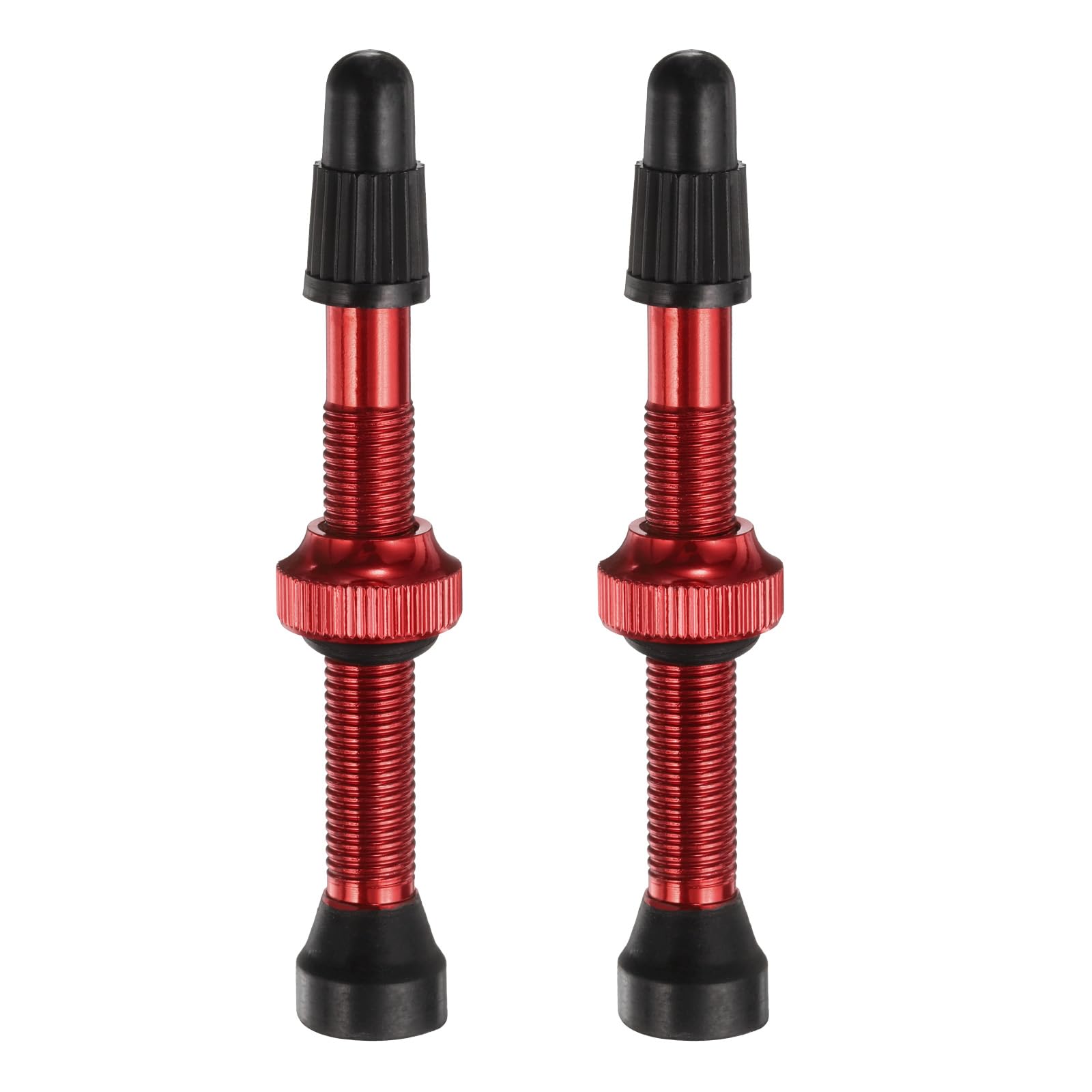 sourcing map 2pcs Tubeless Valve Stems 46mm Aluminum Alloy Tubeless Valve Super Light No Leak Durable Valve Stem Caps Multiple Color & Size Fit Most Bicycle Tubeless Rims Pair, Red