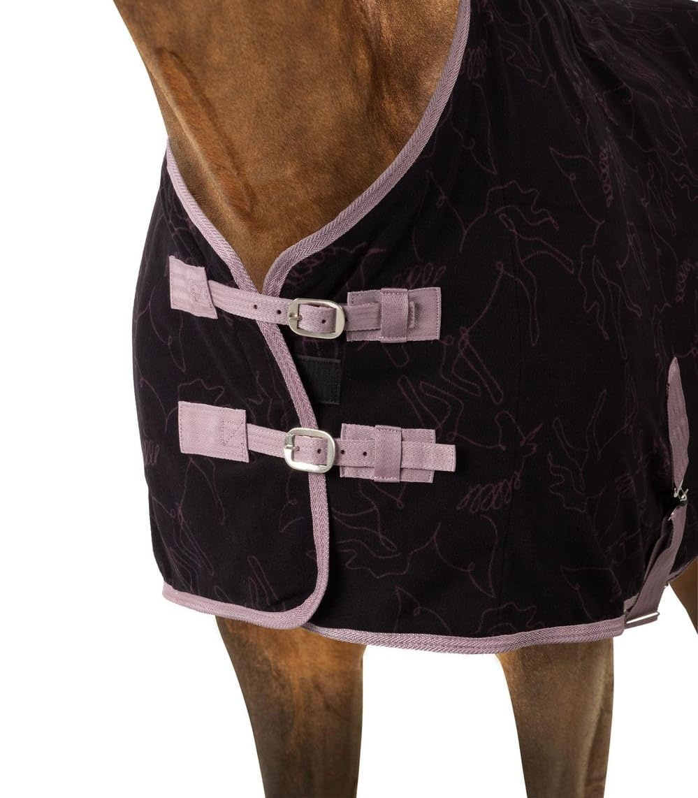 NETPROSHOP Fleece Abschwitzdecke Pony Shetty Pegasus Print Anti-Pilling Atmungsaktiv Schweifriemen Doppelschnallen Gr.75-135, Groesse:105, Farbe:Flint Purple
