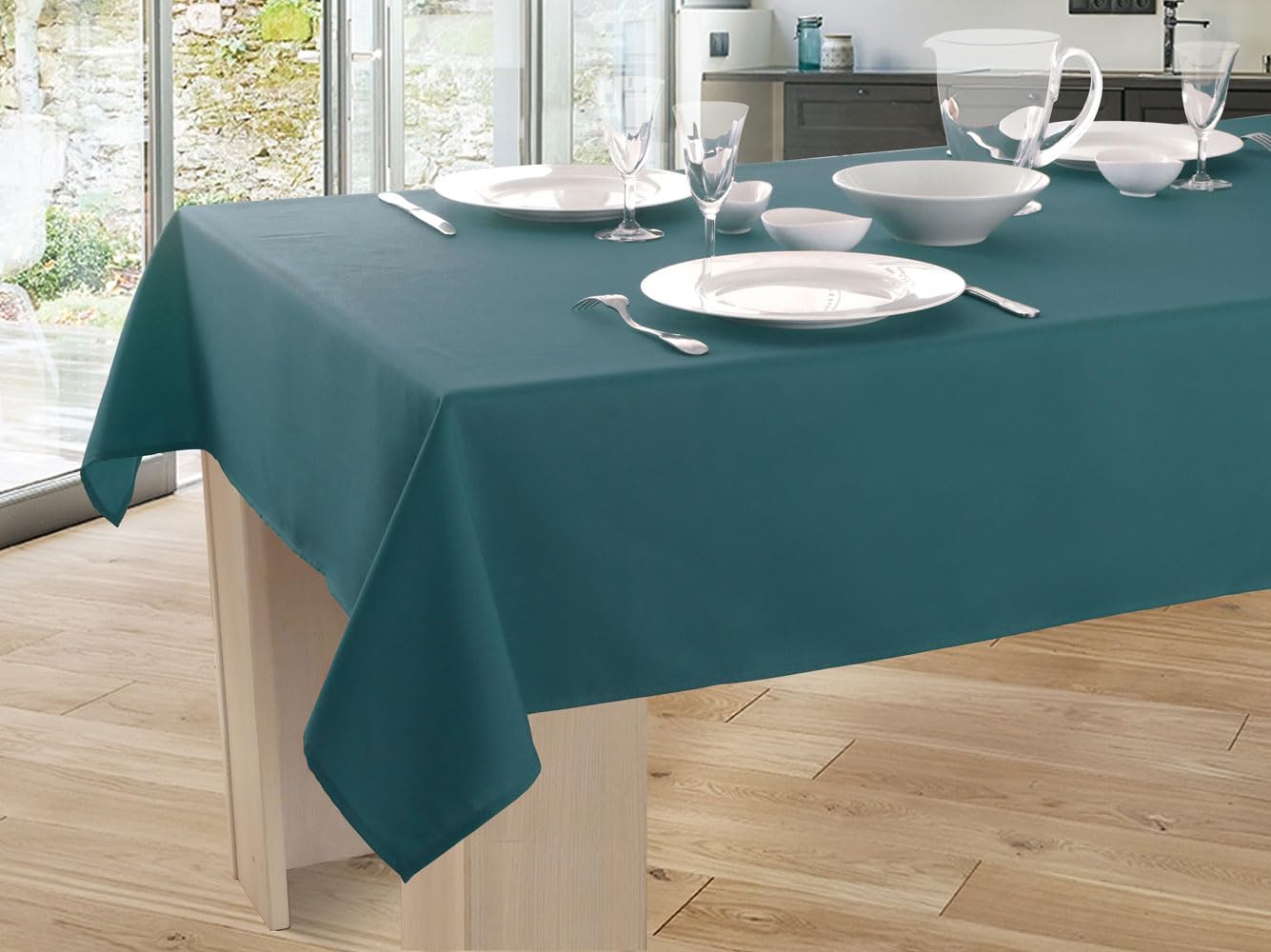 Nappe Unie Anti-​Taches Bleu - Rectangle 150 x 200 cm