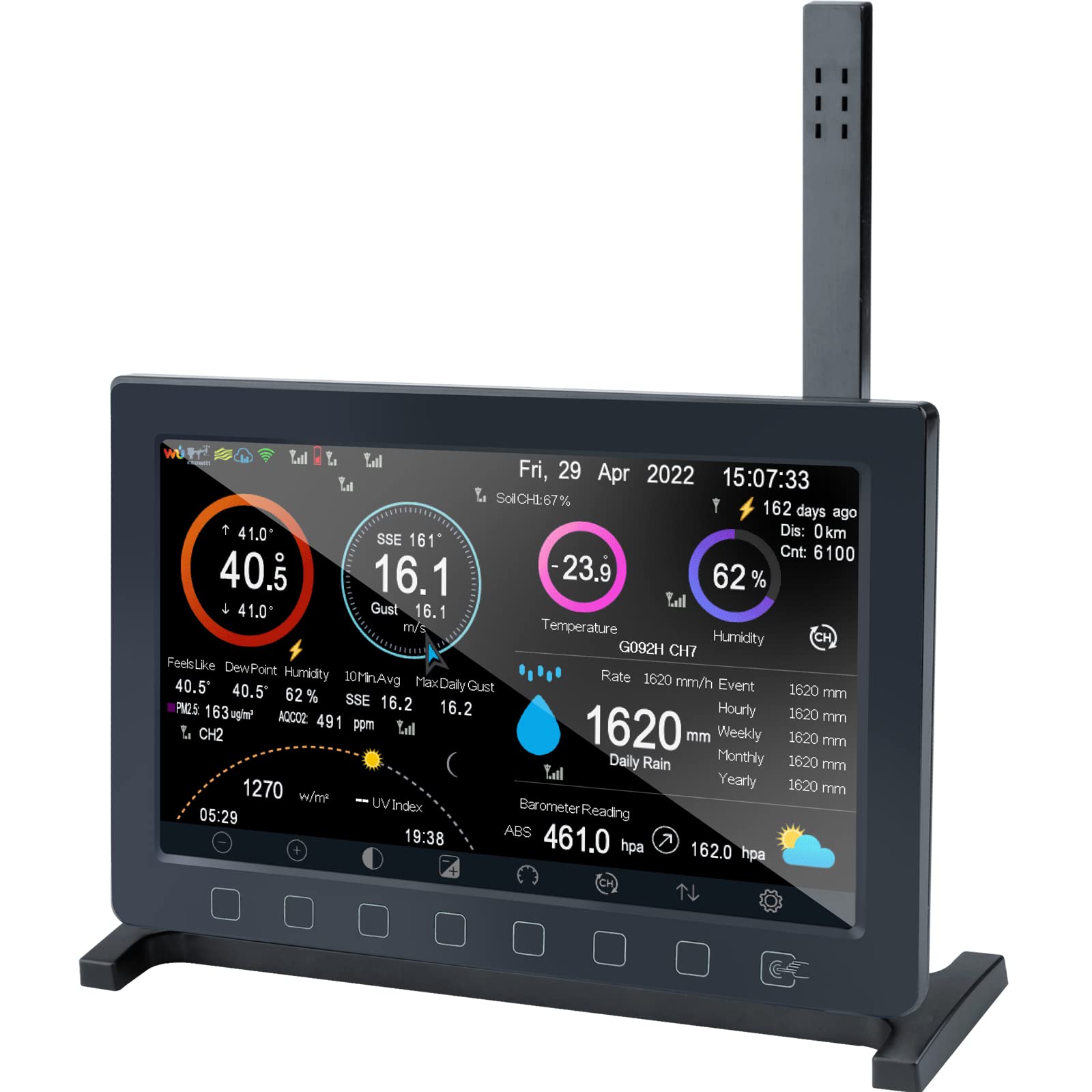 ECOWITT Konsole HP2560 für Wetterstation, TFT-Farbdisplay für Innenbereich mit Touch-Button, ein Zubehörteil, kann nicht alleine verwendet werden, paarweise mit WS90/ WS80 Außensensoren