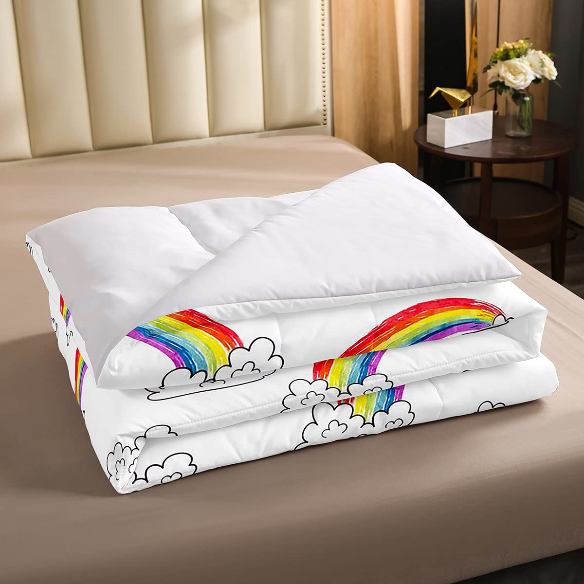 Set Copripiumino Singolo Arcobaleno – 100% Cotone, Morbido E Lavabile In Lavatrice, Federa 80x80 Cm Inclusa