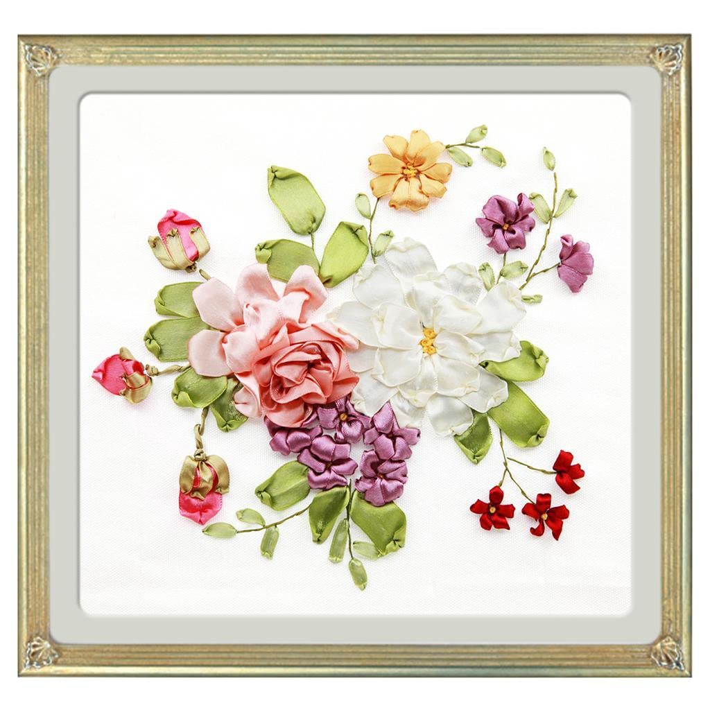 Ribbon Embroidery Kits DIY Flower Painting Kit Stamped Cross Stitch 03Crafts|Needlecrafts & Yarn|Embroidery & Cross Stitch|Hand Embroidery Kits|Ribbon Embroidery Kits-image-22