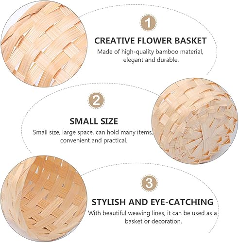 Miniatura 3 de BESPORTBLE Cesta de mimbre decorativa de bambú con tapa grande para habitación, hogar, oficina, entrada