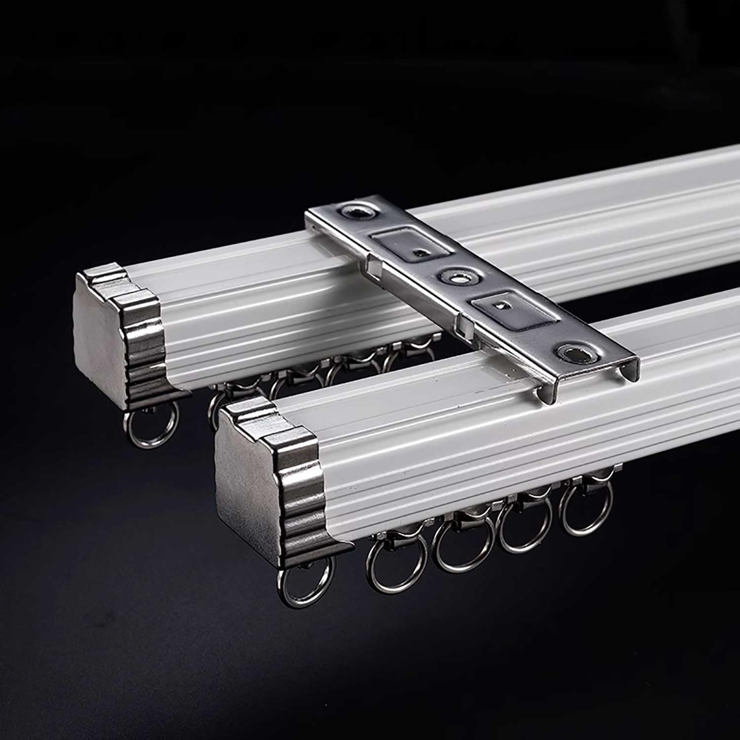 Heavy-Duty Aluminum Double Row Curtain Track - Ceiling/Wall Mount for Room Divider Curtains, Ideal for Living Room & Bedroom Privacy (White, 3.3FT)