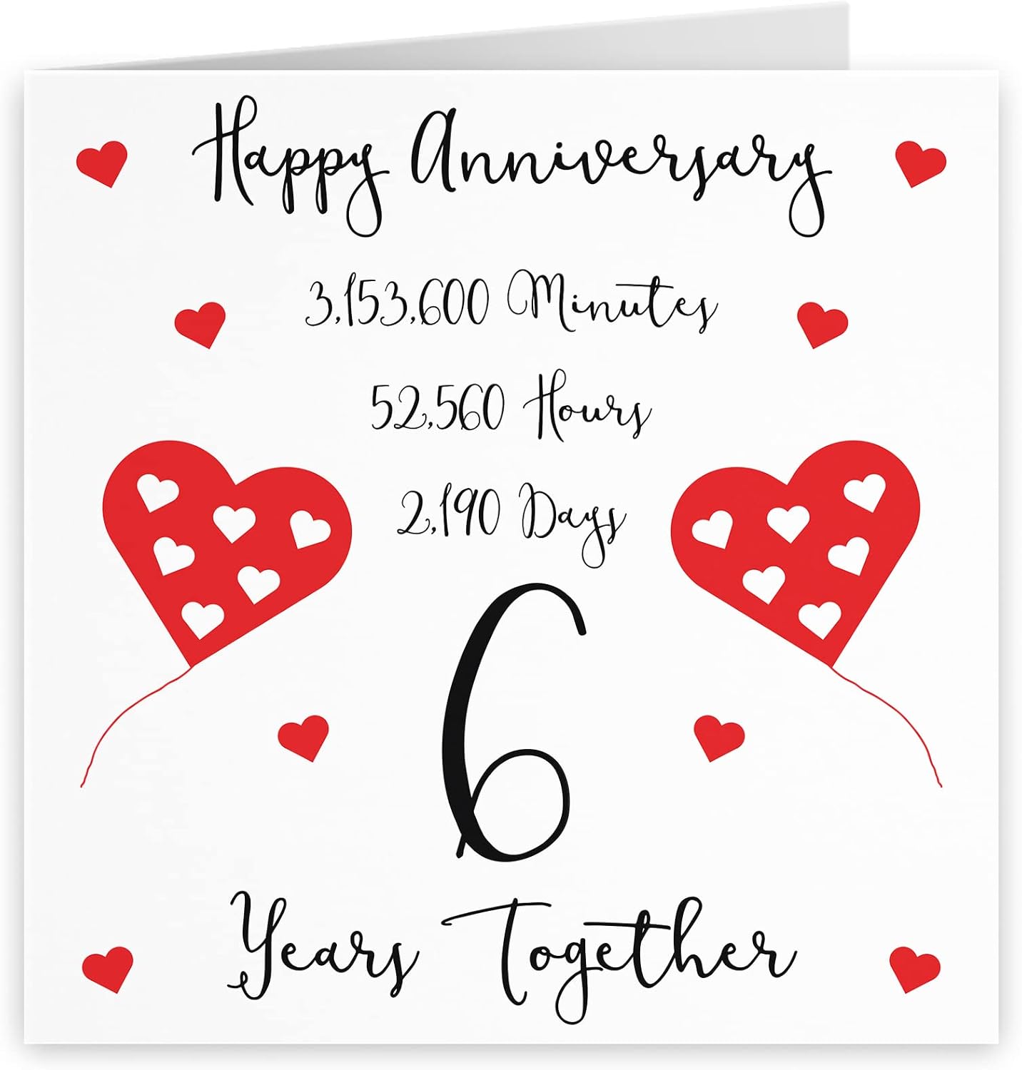 Hunts England, Large 6th Wedding Anniversary Card, 6 Years Together, Happy Anniversary, Timeless Collection, Large - Image 3
