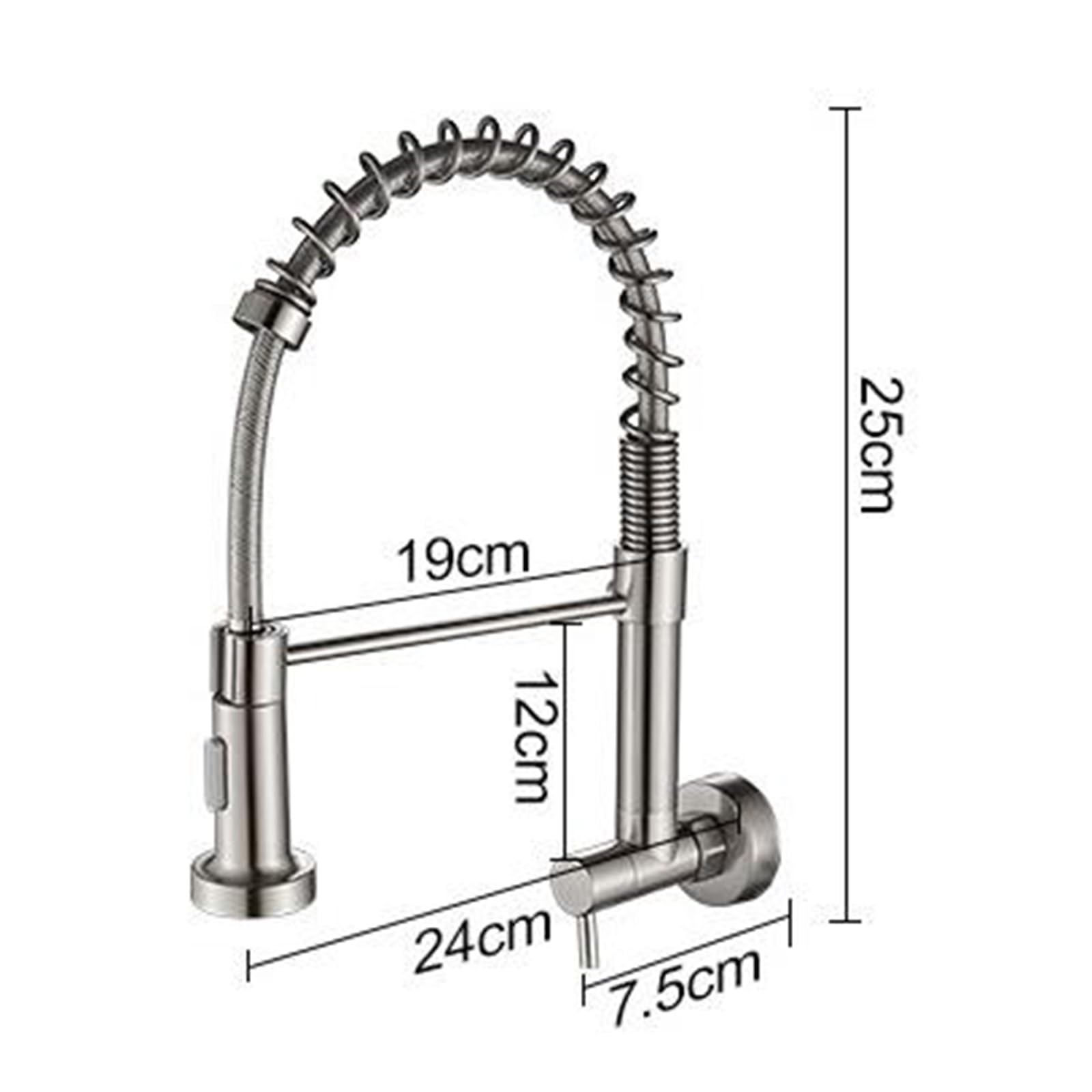 Grifo de Pared Cocina Solo Agua Fria Grifo de Cocina con Resorte Giratorio Latón Grifos Cocina-Cepillado