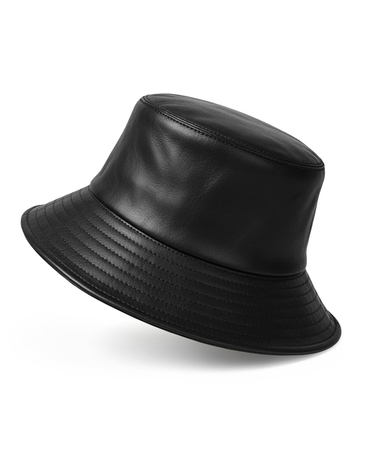 Zylioo XXL XL PU Leather Bucket Hat for Big Heads, Fleece Lined Rain Hat