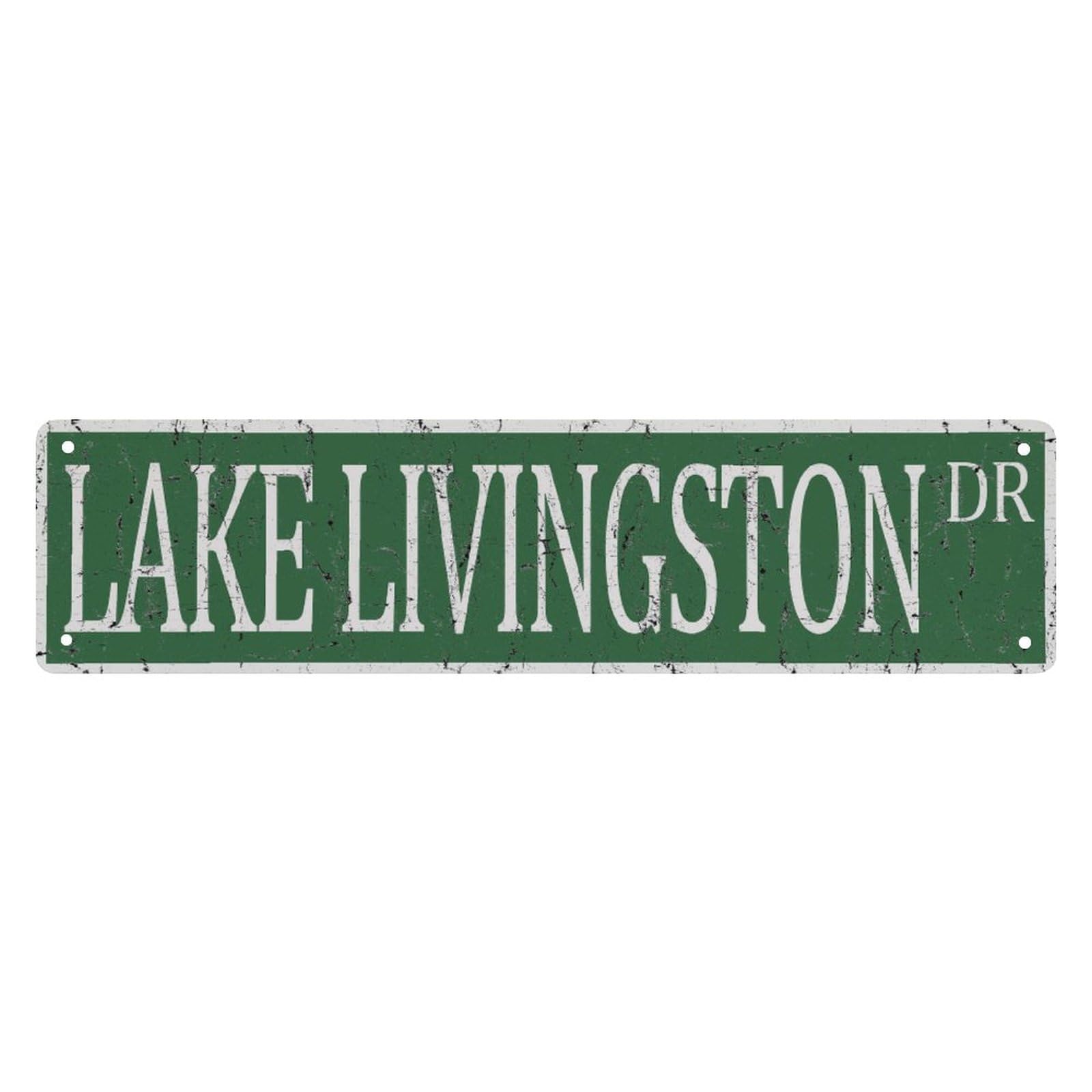 Lake Livingston Dr Metal Sign Vintage Rustic Lake Beach House Cottage Cabin Cave Wall Decor Sign 4x16 Inch