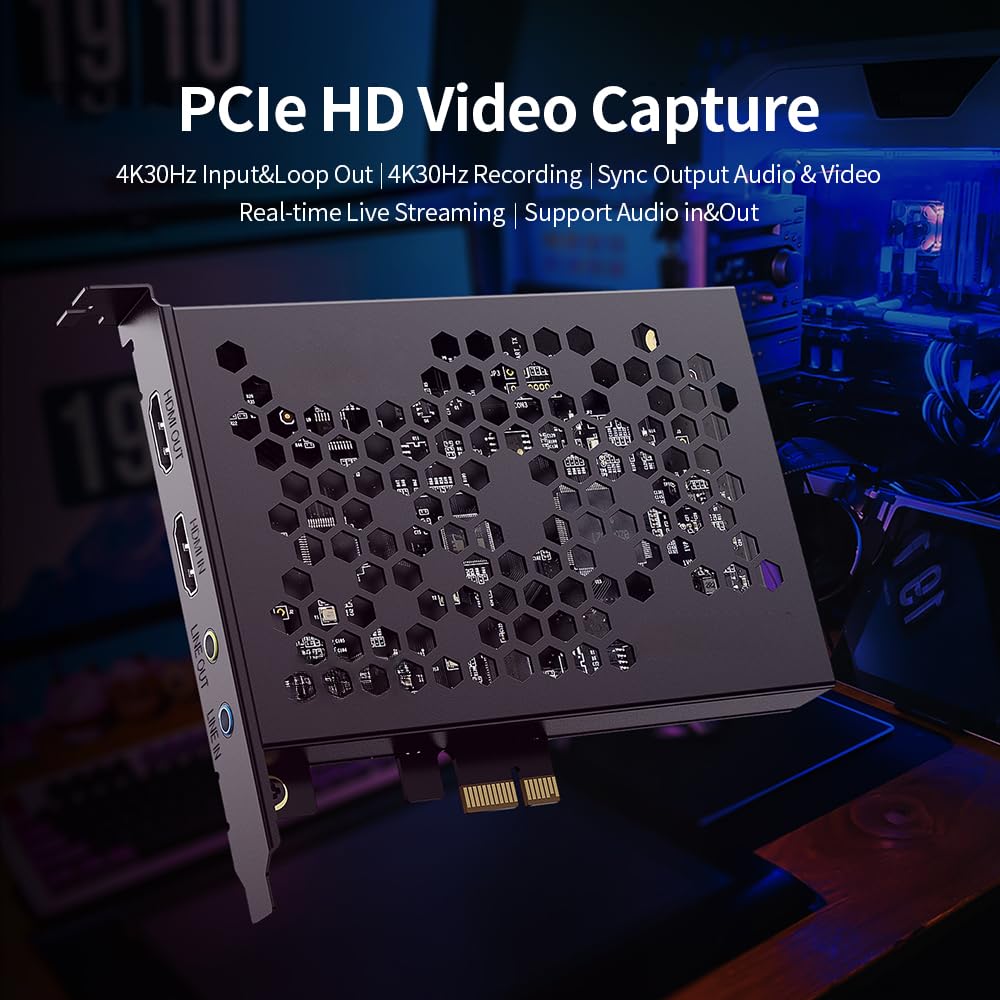 PCIe 4K-Videoaufnahmekarte, 4K30Hz, Eingang, Loop-Out-Synchronisation in Gen2 X1 für High-Transmission Real-Live-Streaming