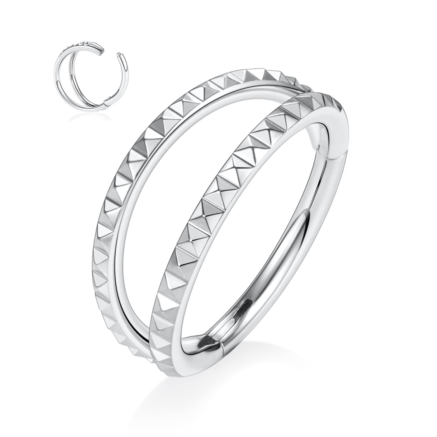 hengkaixuan Triple Double Nose Hoop Ring Sleeper Hoop Earring Helix Rook Conch Cartilage Daith Tragus Earrings Septum Ring Lobe Nose Piercing Jewellery for Women — view 23