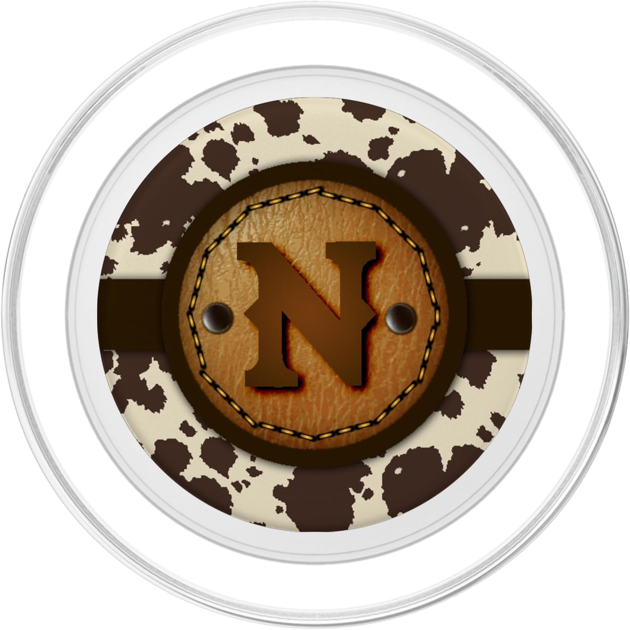 Brown Cow Western Print Monogram - Initial Letter N PopSockets MagSafe PopGrip for iPhone