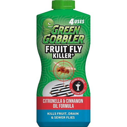 Green Gobbler Fruit Fly Killer+ - Kills Fruit Flies, Drain Flies & Sewer Flies, Gel Treatment for Use in Sinks & Pipes - Safe for Septic Systems, 32oz