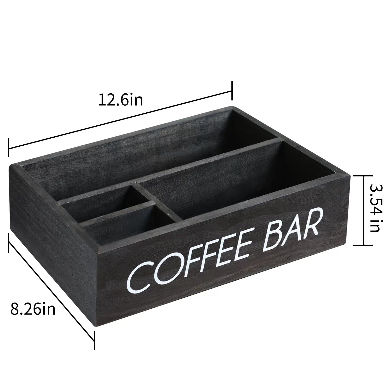Wooden Coffee Station Organizer With Dividers - Farmhouse Style Pod Holder & Storage Box