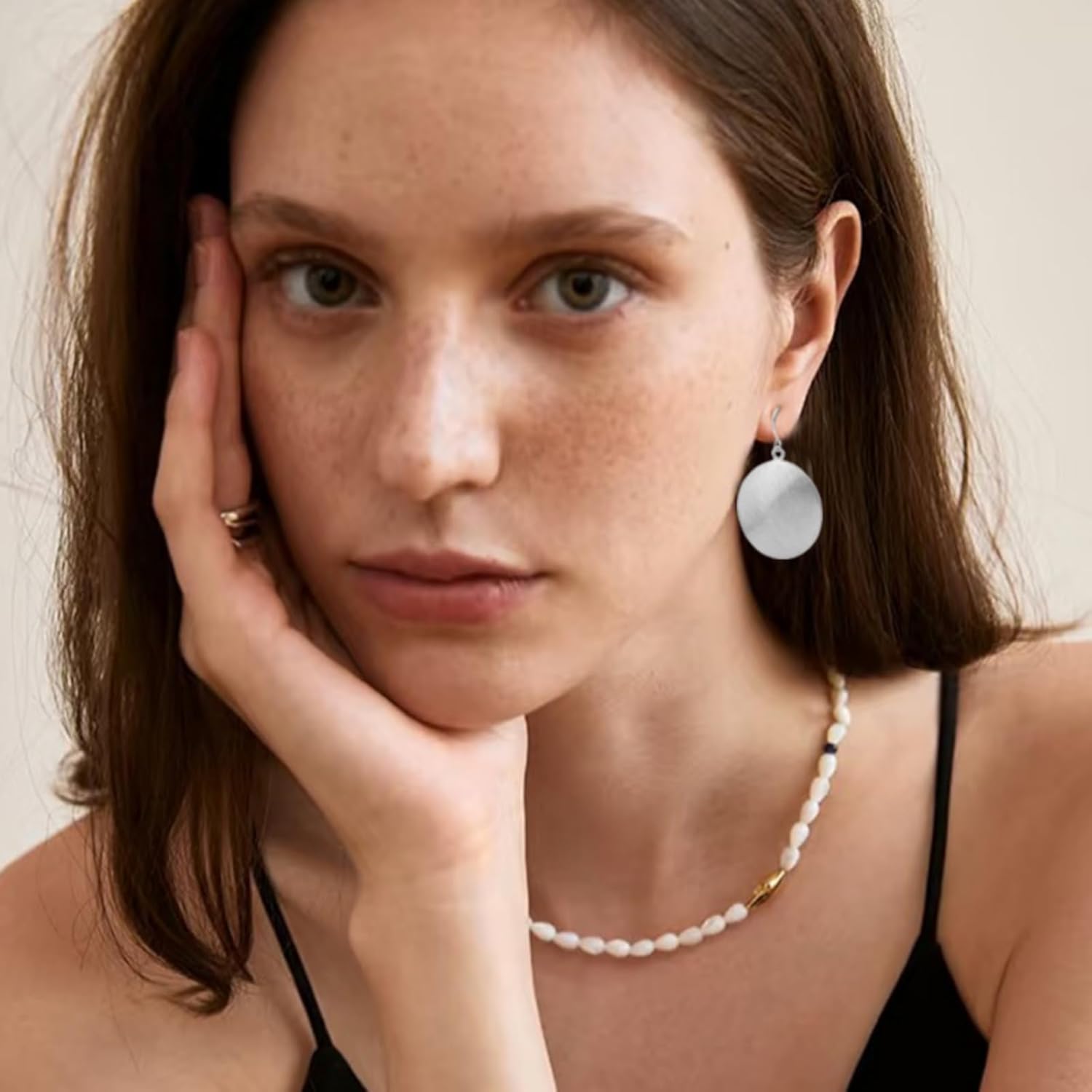 Disc Earrings for Women Minimalist Matte Gold Round Disc Dangle Earrings Vintage Hammered Boho Jewelry - Image 5