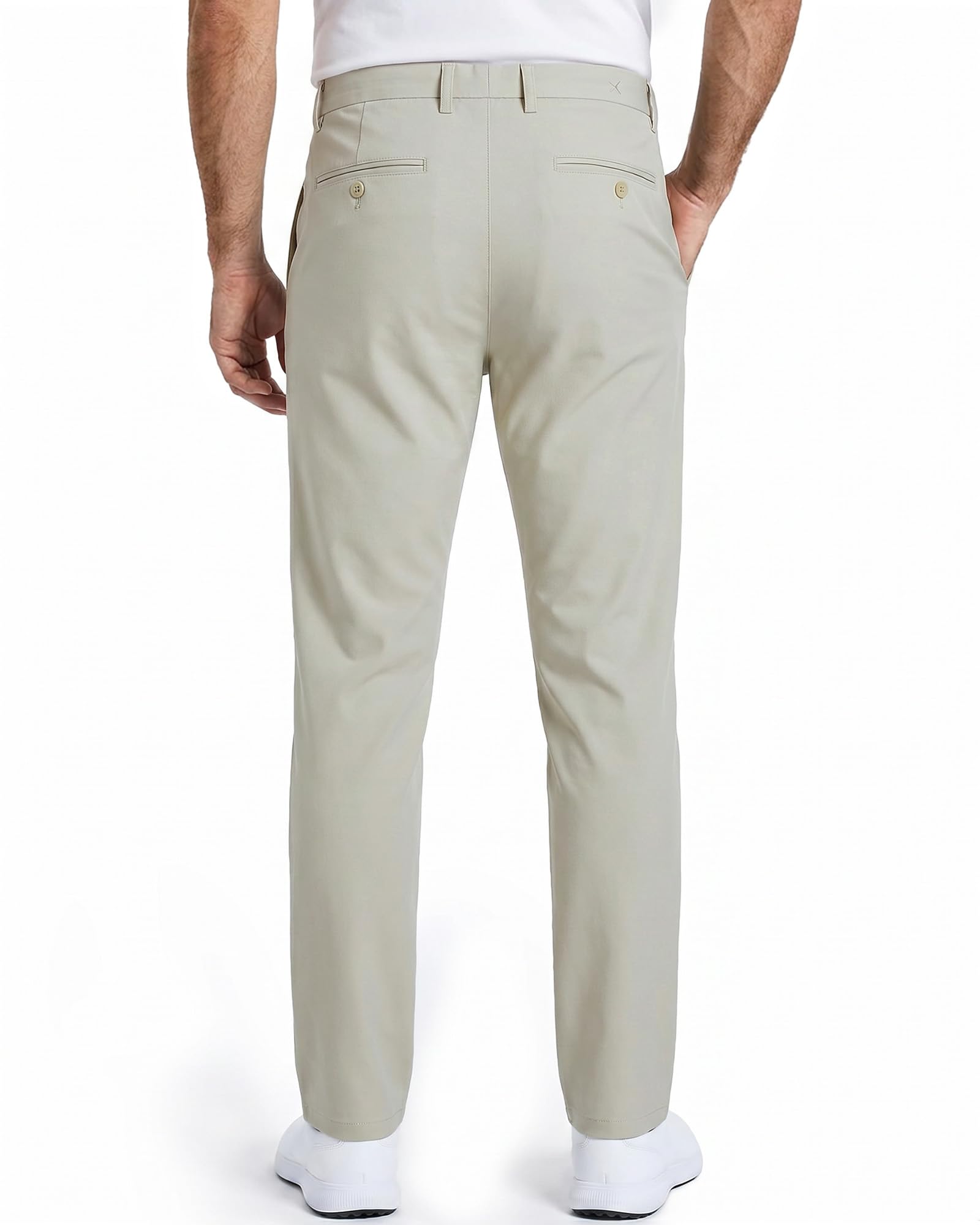 YND Herren-Golfhose, hohe Stretch, schmale Passform, flache Vorderseite, Eisseide, leichte Hose