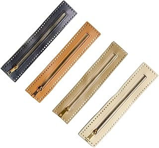 12Pack 4 Colors Crochet Zippers with Holes, 10.6" PU Leather Pre-Punched Zippers for Crochet Bag, Wallet, Sewing, Jeans, Handbags & DIY Craft Accessories