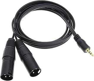 Câble XLR 3.5 mm à Double Mâle 3 Broches Câble de Microphone Audio d'interconnexion Plaqué Or 1.5 m pour,Mixage Audio