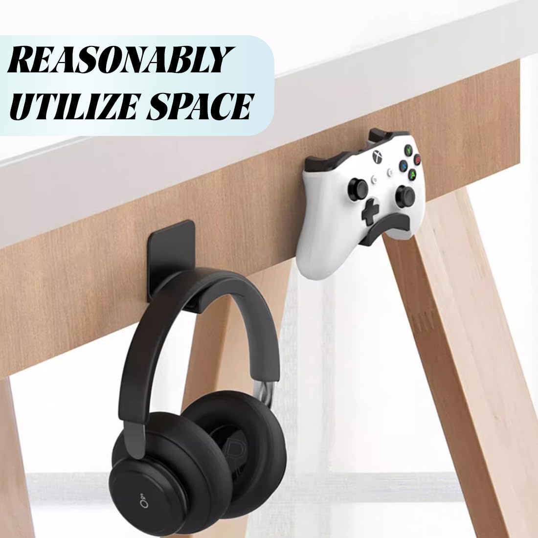 2 Pezzi Supporto Cuffie, Porta Cuffie da Scrivania, Supporto Cuffie Gaming, Universale Gancio Appendi Cuffie Staffa, Supporto da Parete per Cuffie, per Tavolo, Parete, Vetro, Metallo