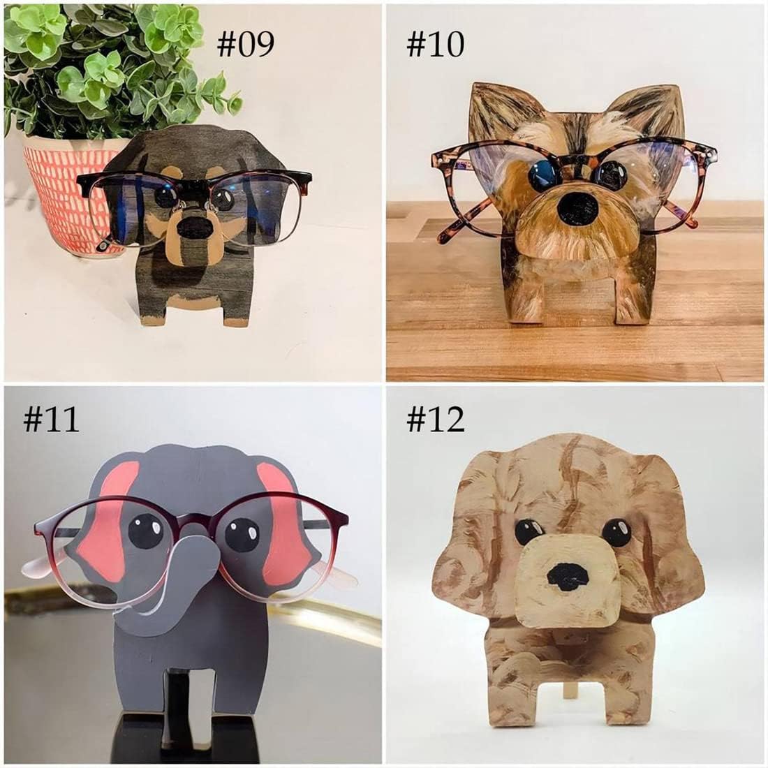 Wood Creative Eyeglass Holder Cute Pet Glasses Stand Holder, Wooden Animal Spectacle Eyeglass , Cute Animal Handmade Sunglasses Display Rack for Home, Office, Desk, Nightstand (new yorkshire terrier)