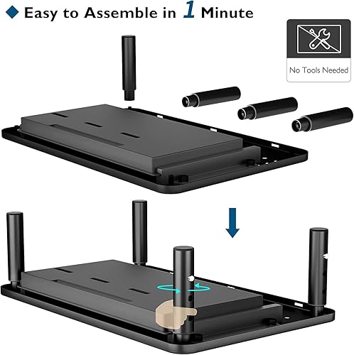 Miniatura 7 de BONTEC Paquete de 2 soportes elevadores ajustables para monitor con cajón, plataforma de malla ergonómica para computadora de escritorio, portátil
