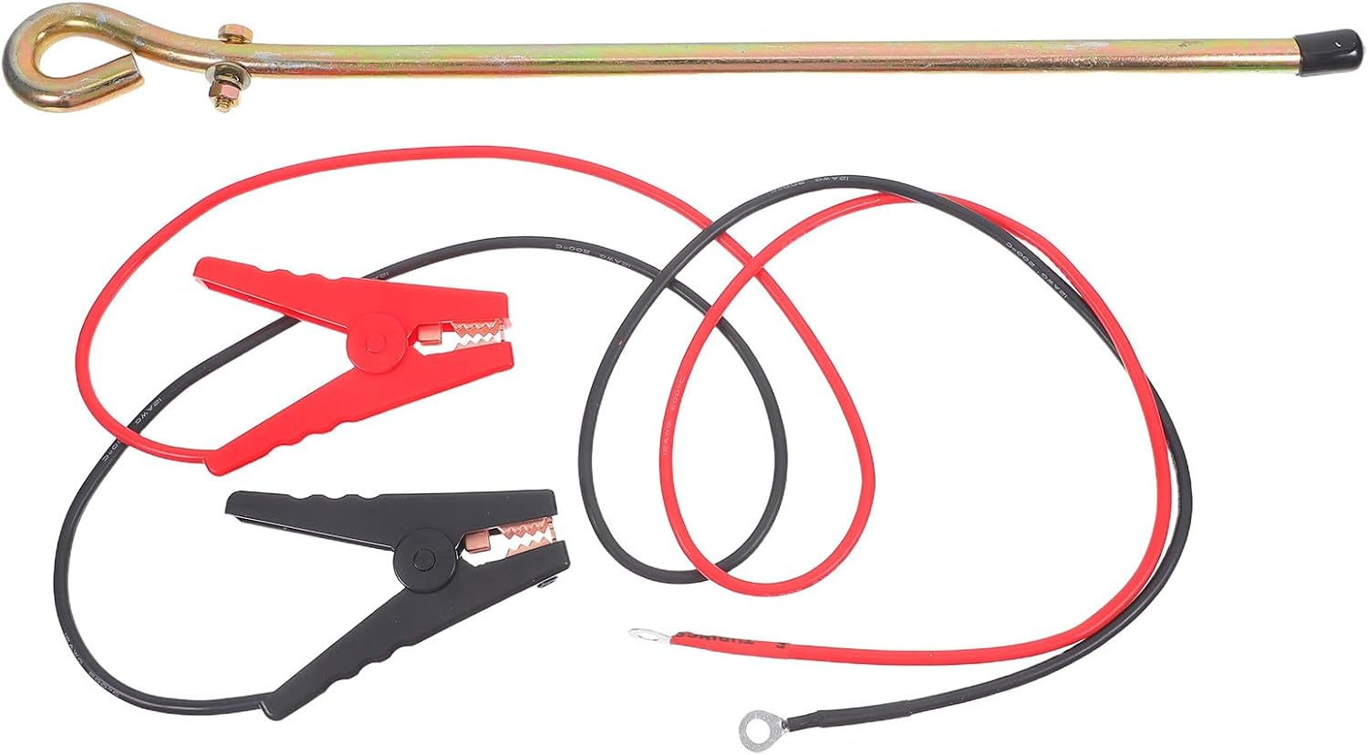 Portable Metal Grounding Rod with 2 Alligator Clips, Flexible Ground Clamp for Electrical Earthing, Generator, Camping Antenna Ground Wire Accessories Set