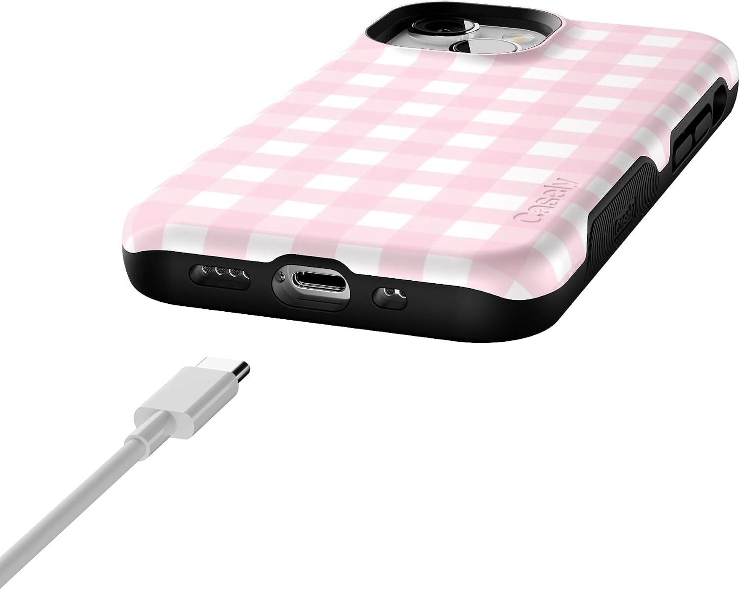Casely iPhone 13 Mini Case | Pink Plaid | Sunday Best | Bold Protective Design | Compatible with MagSafe